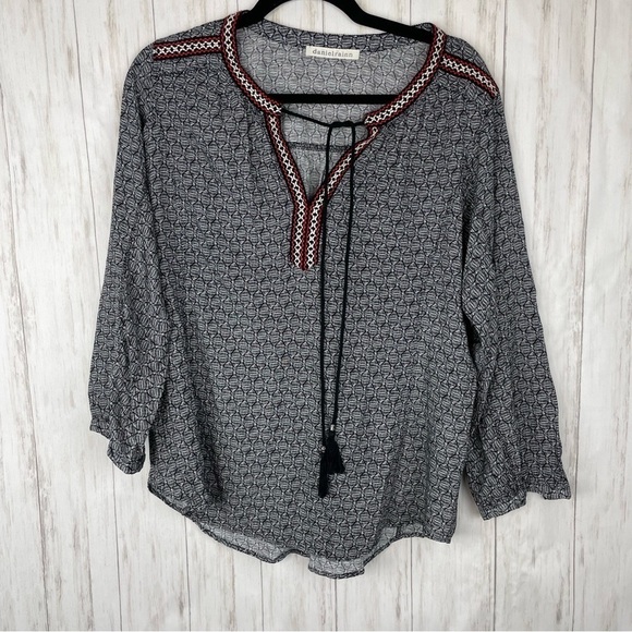 Anthropologie Daniel Rainn black and white tassel blouse - Picture 1 of 6